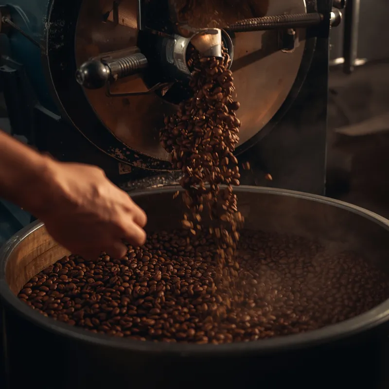 Coffee roaster in action